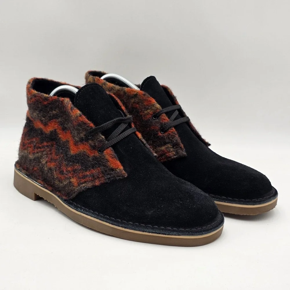 Clarks Bushacre 3 Men's Size 9 Black Suede Chukka Boot Lace-Up Casual Shoes